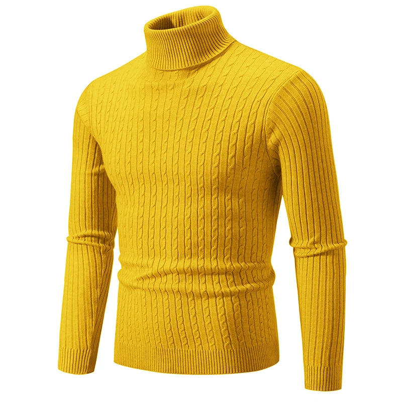 Maglione a collo alto da uomo nuovo pullover tinta unita lavorato a maglia caldo dolcevita casual felpa di lana uomo inverno outdoor top