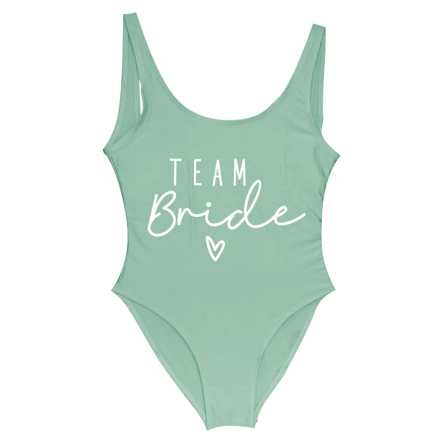 S-3XL Maillot de bain blanc une pièce Équipe de la mariée Maillot de bain de fête de célibataire pour femme Maillot de bain de poule Maillot de bain de piscine
