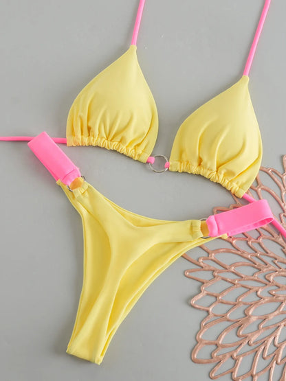 Nouveau maillot de bain brésilien sexy à lacets imprimé pour femmes 2026 Micro maillot de bain dos nu Biquini Maillots de bain Tanga