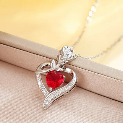 Collana con ciondolo a forma di cuore in stile elegante, design cavo, regalo per la festa della mamma, adatto ai migliori amici senza scatola