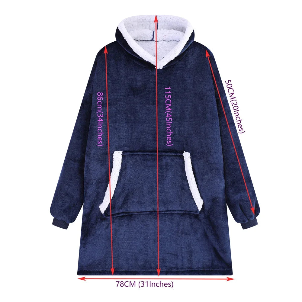Coperte indossabili invernali Coperta morbida e calda Felpa con cappuccio Donna Uomo Pullover Coperte TV giganti oversize in pile