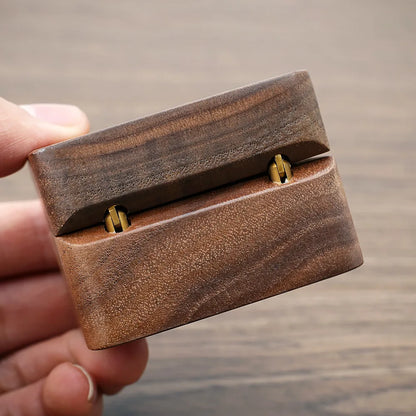 Portagioie con diamanti intarsiati, scatola per fedi nuziali in legno massello di noce, ricerca di matrimonio, anello di diamanti, regalo di San Valentino, gioielli