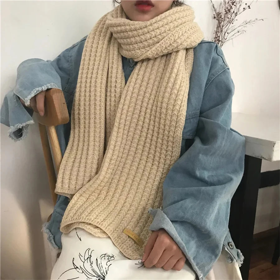 1Pc Sciarpa di lana lavorata a maglia spessa tinta unita Donna Uomo Inverno Caldo Collo Avvolgente di lana ispessita lavorata a maglia Scialle con frange spesse Uso quotidiano
