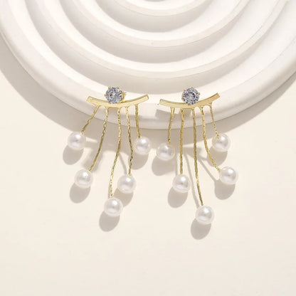 925 Ago D'argento Coreano Moda Perla Nappa Orecchini Per Le Donne Gioielli 2024 di Tendenza delle Nuove Donne di Lusso Zircone Orecchini di Perle