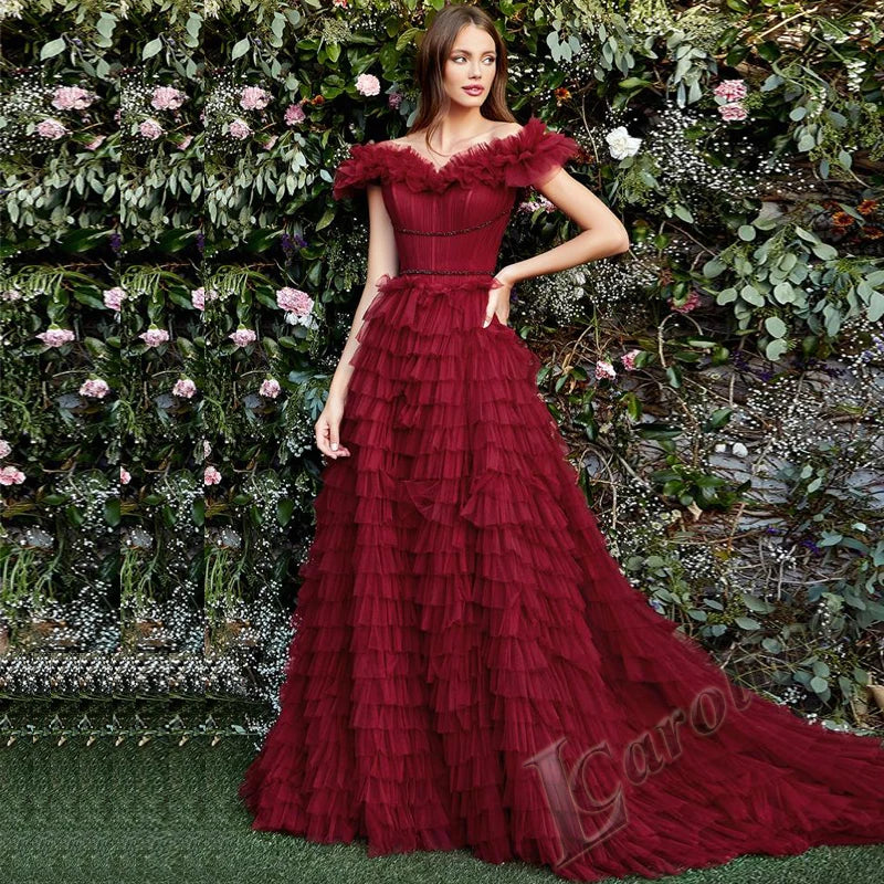 Caroline Bling Paillettes Abiti da ballo per le donne Pieghettato Fiori 3D Dubai Abito da sera formale Vestido De Formatura Personalizzato