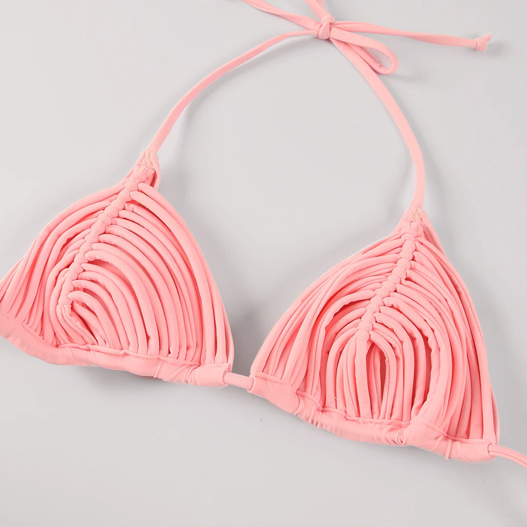 2025 Nuovo Fasciatura Strisce Bikini Brasiliano Costumi da Bagno Costume da Bagno da Donna Due Pezzi Set Femminile Sexy Lace up Mujer Beachwear Estate