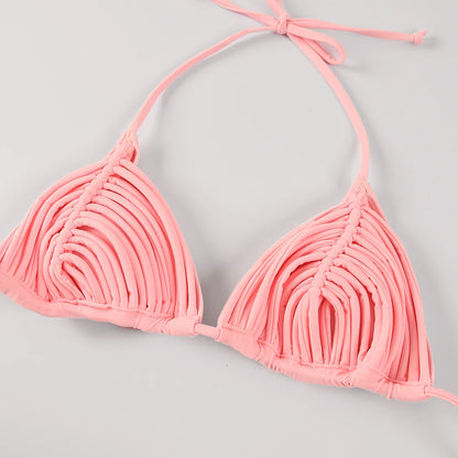 2025 Nuovo Fasciatura Strisce Bikini Brasiliano Costumi da Bagno Costume da Bagno da Donna Due Pezzi Set Femminile Sexy Lace up Mujer Beachwear Estate