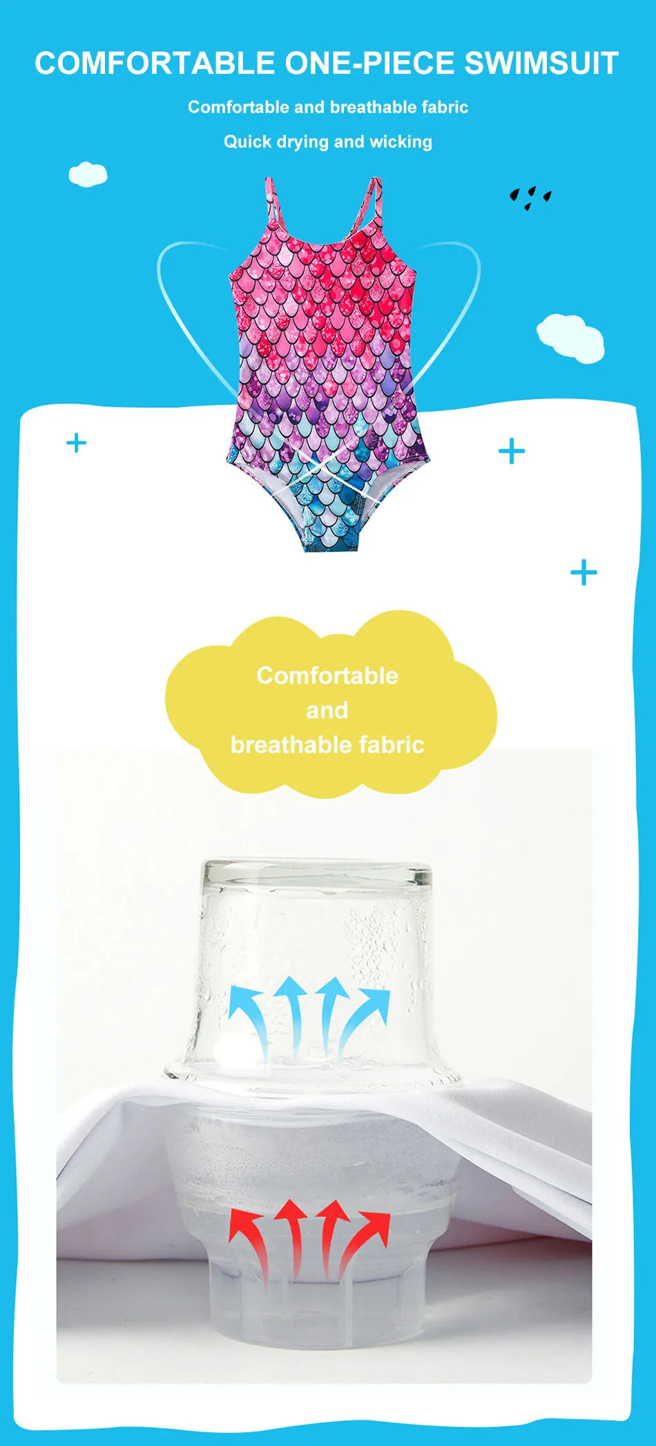Costume da bagno a sirena per bambini costume da bagno intero per ragazze costume da bagno intero per ragazze Hot Spring Sling costume da bagno ad asciugatura rapida per sport acquatici