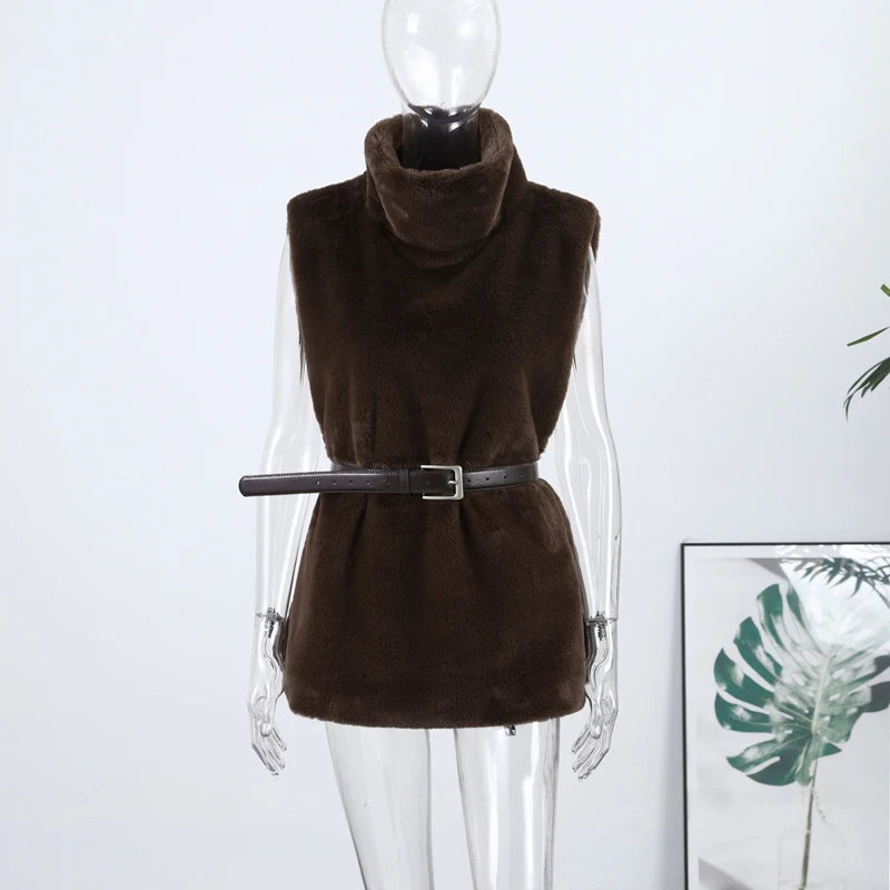 Cappotto da donna in pelliccia sintetica marrone con cappuccio Giacca da tasca a maniche lunghe di lusso oversize Lady 2025 Autunno Inverno Chic Street Capispalla