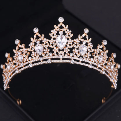 Diademi e corone di cristallo barocchi Festa con strass Prom Diadema Fascia da sposa Accessori per capelli da sposa Gioielli Corona Tiara Regalo