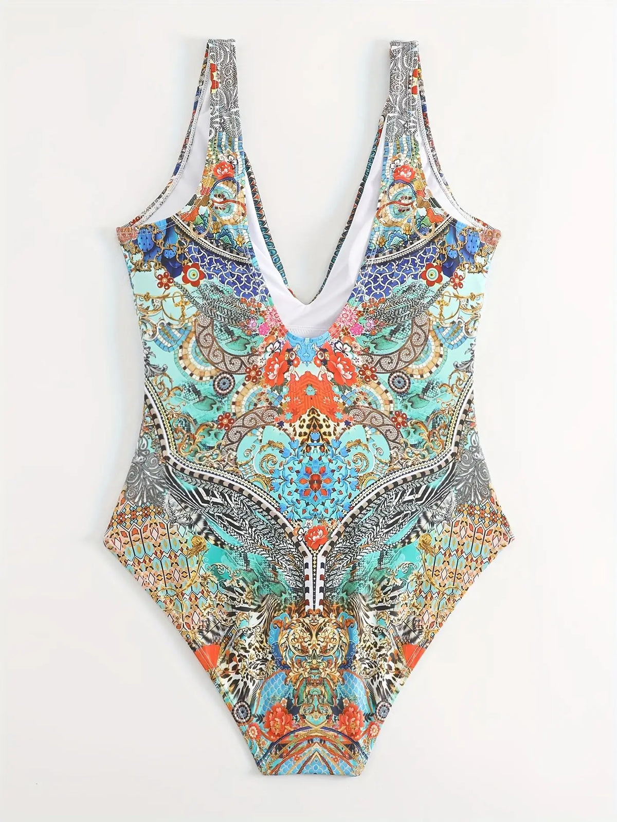 Sexy Print V-Neck One-Piece Bikini Swimwear Thermal Spring Vacation Women's Fashionable Trendy Swimsuit with Strap