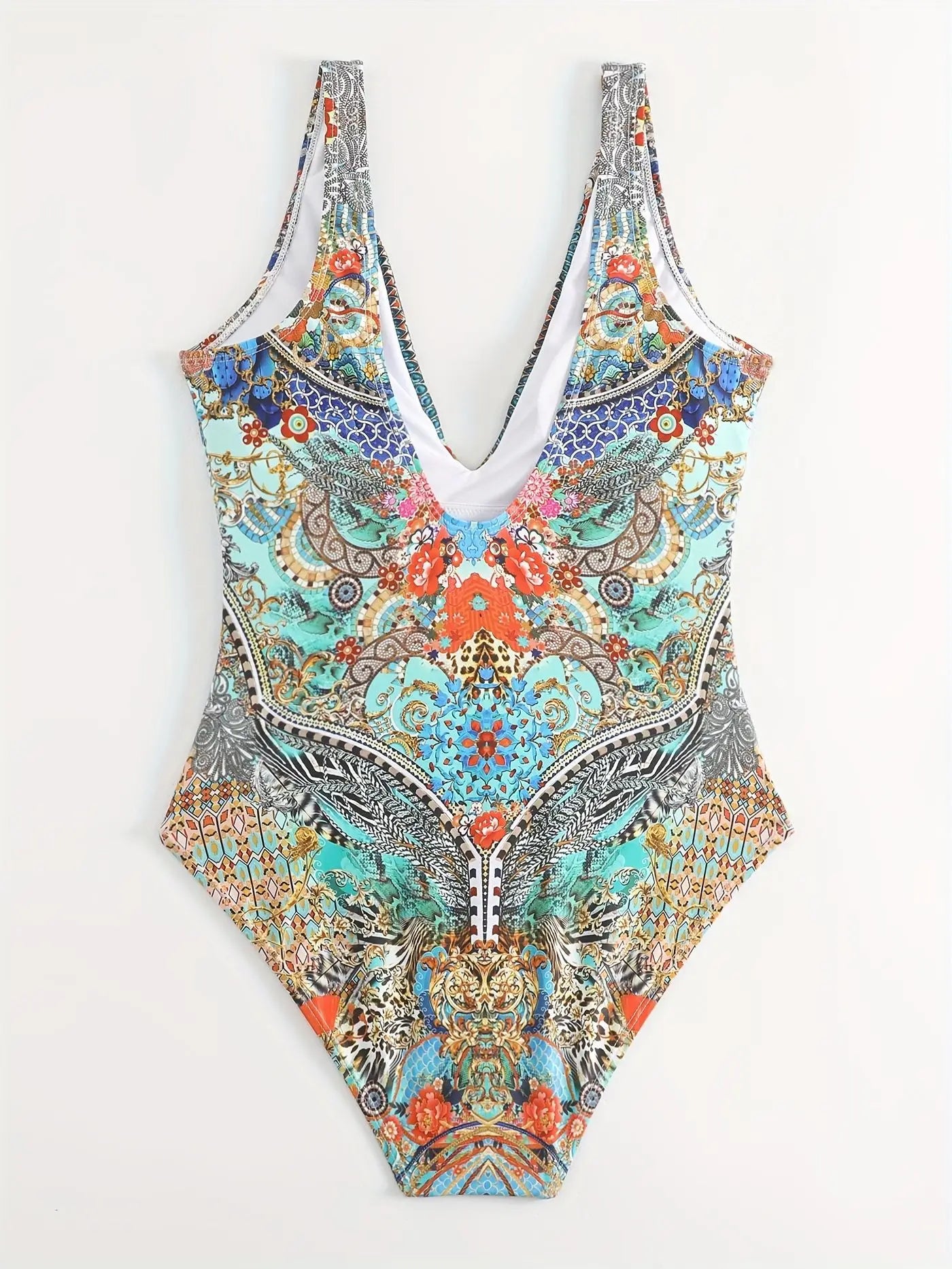 Sexy Print V-Neck One-Piece Bikini Swimwear Thermal Spring Vacation Women's Fashionable Trendy Swimsuit with Strap