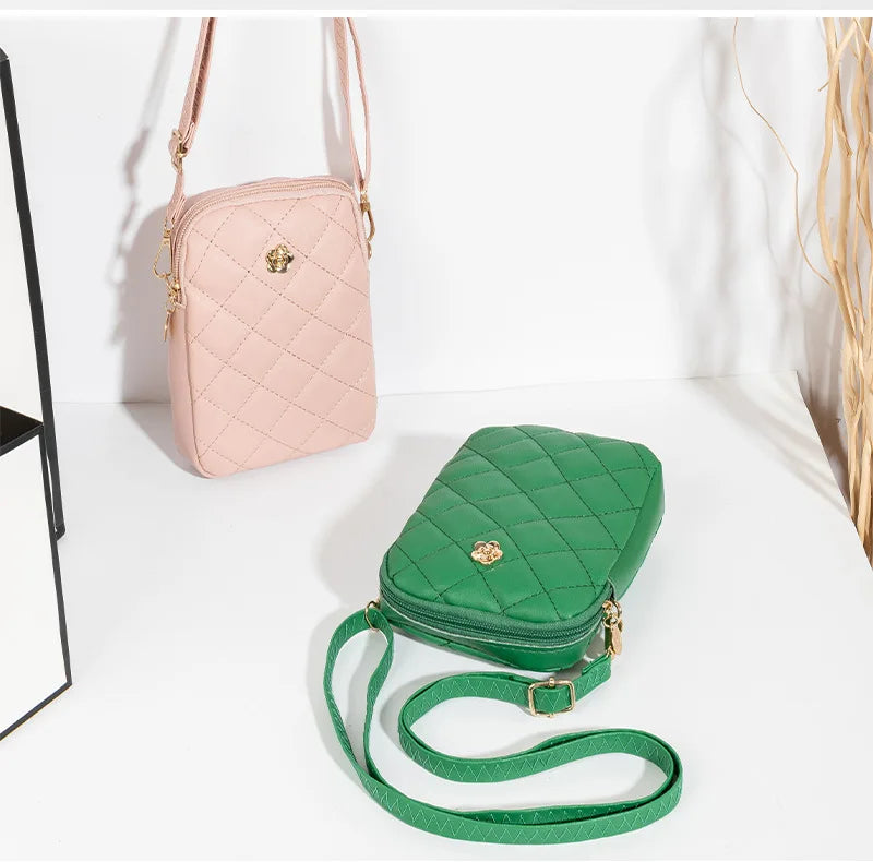 Nuovo 2025 Nuova borsa a tracolla in PU Borse centinaia e semplici Mini borsa per cellulare da donna Borse a tracolla Borse quadrate piccole estive