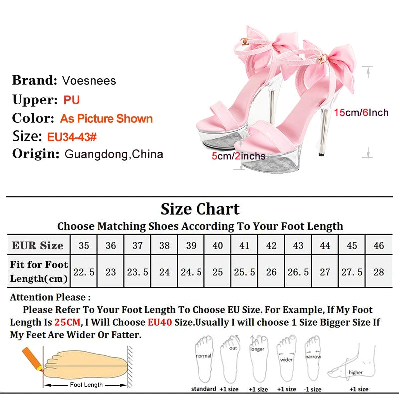 Summer Party Dress Shoes 15CM Stiletto Wedding Bride tacchi alti donna 2024 New Fashion Bow sandali con plateau di grandi dimensioni femalemuslimah