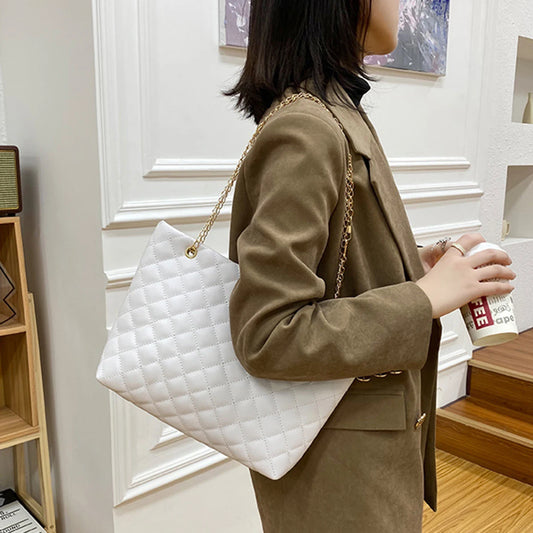 Borse a Tracolla per Donne in Pelle PU con Motivo a Rombi, Borsa Capiente e di Design con Manico Sottobraccio