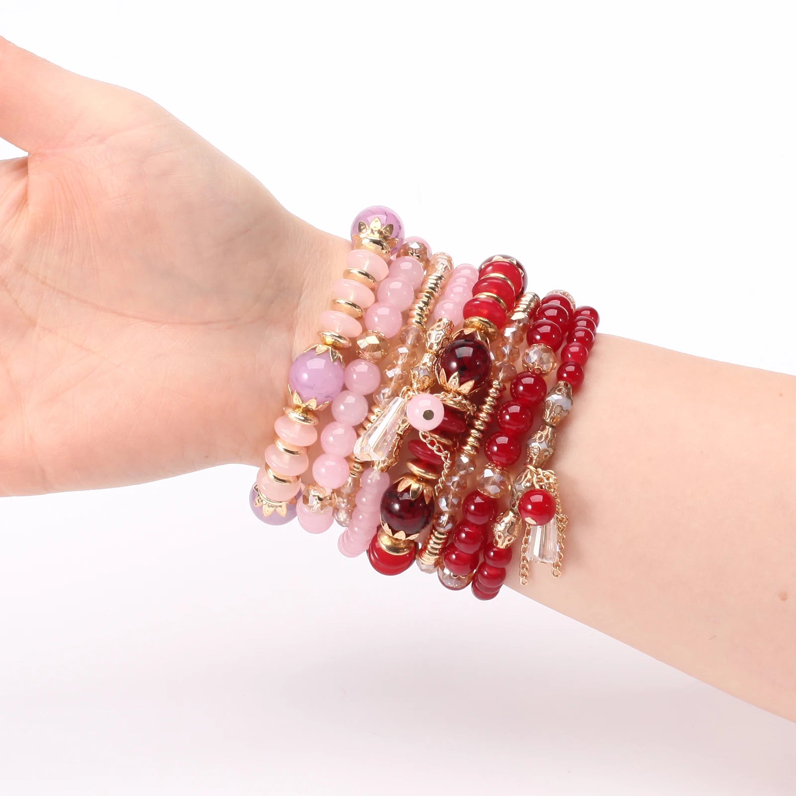 Braccialetti bohémien con perline impilabili per donna Braccialetti elasticizzati con ciondolo a forma di braccialetto multistrato