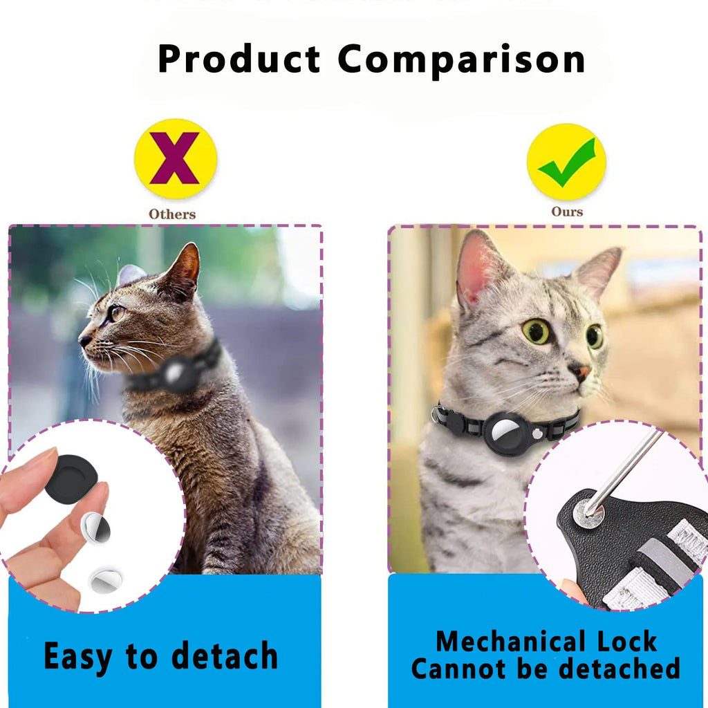 Collare porta AirTag per gatti Strisce riflettenti staccabili Collare per gattino regolabile Collare per campanello per gatti impermeabile Custodia per etichetta aerea per animali domestici