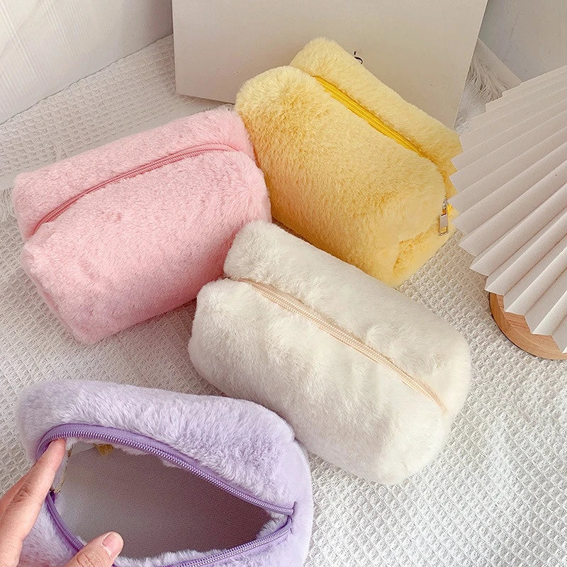 Borse per il trucco in pelliccia di leopardo per le donne Borsa per cosmetici da viaggio morbida Custodia per organizer Custodia per borse da donna per ragazze