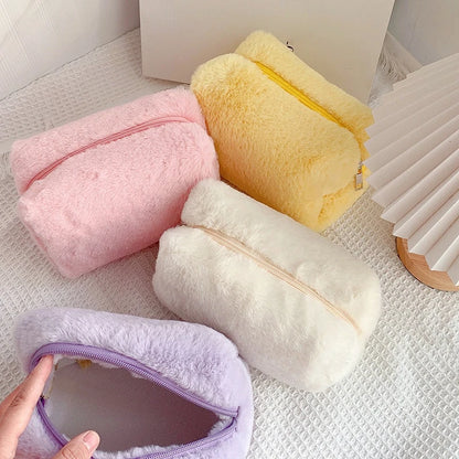 Borse per il trucco in pelliccia di leopardo per le donne Borsa per cosmetici da viaggio morbida Custodia per organizer Custodia per borse da donna per ragazze