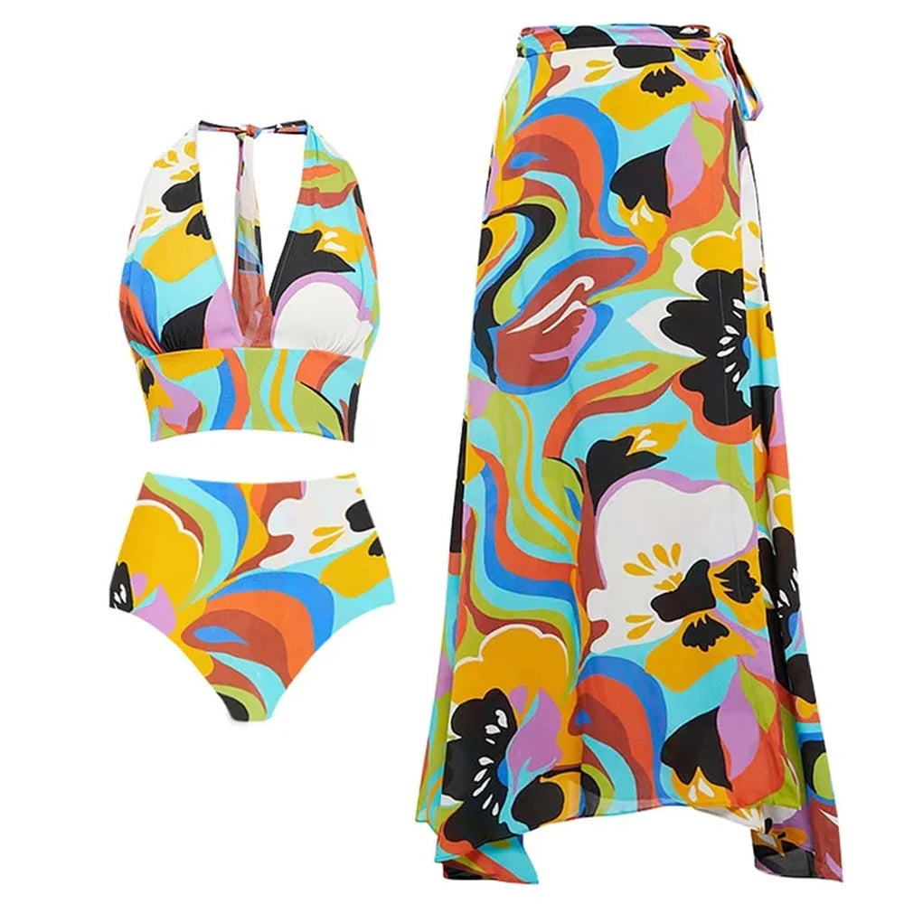 Push Up One Piece Swimsuit With Cover Up Sexy Swimwear Women 2025 Printed Swim Suits Female Bikinis Sliming Bodysuit Beachwear