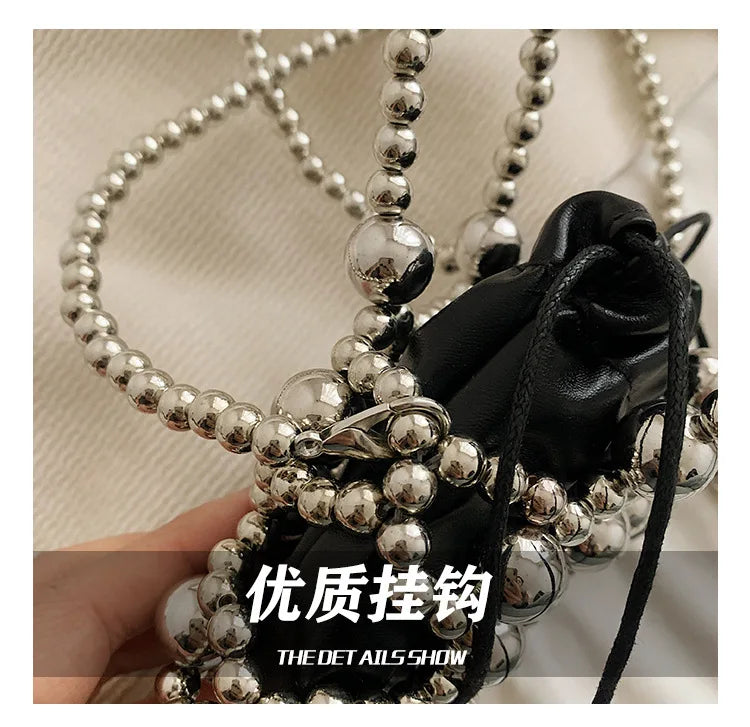 2024 estate piccole borse a tracolla per le donne Fine Fashion Hollow Pearl Beaded Weave Mini borse Trendy Party Prom frizioni borse