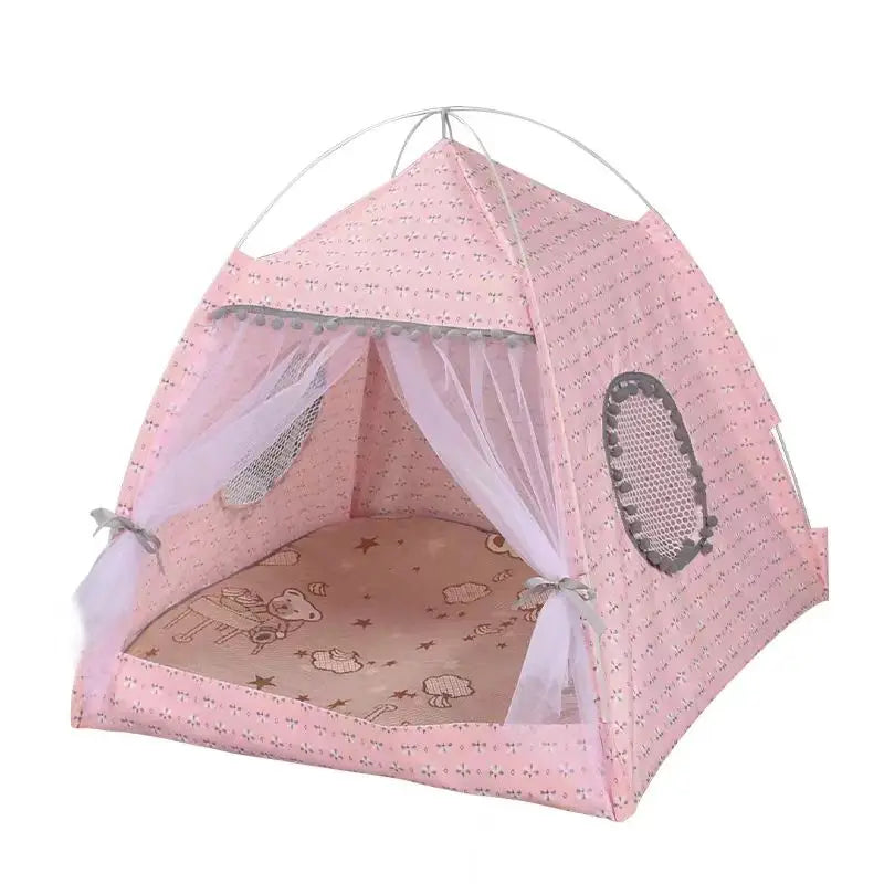 Tenda per gatti con fiori spezzati Tenda semi chiusa per celebrità Internet Nido universale per tutte le stagioni Forniture per animali domestici Nido estivo per cani e gatti