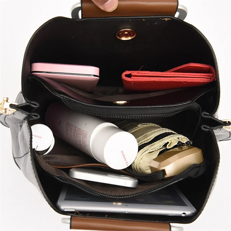 Borse di lusso in morbida pelle Borse da donna Designer 3 strati Borsa a tracolla con tracolla Sac Borsa da donna per lo shopping di grande capacità