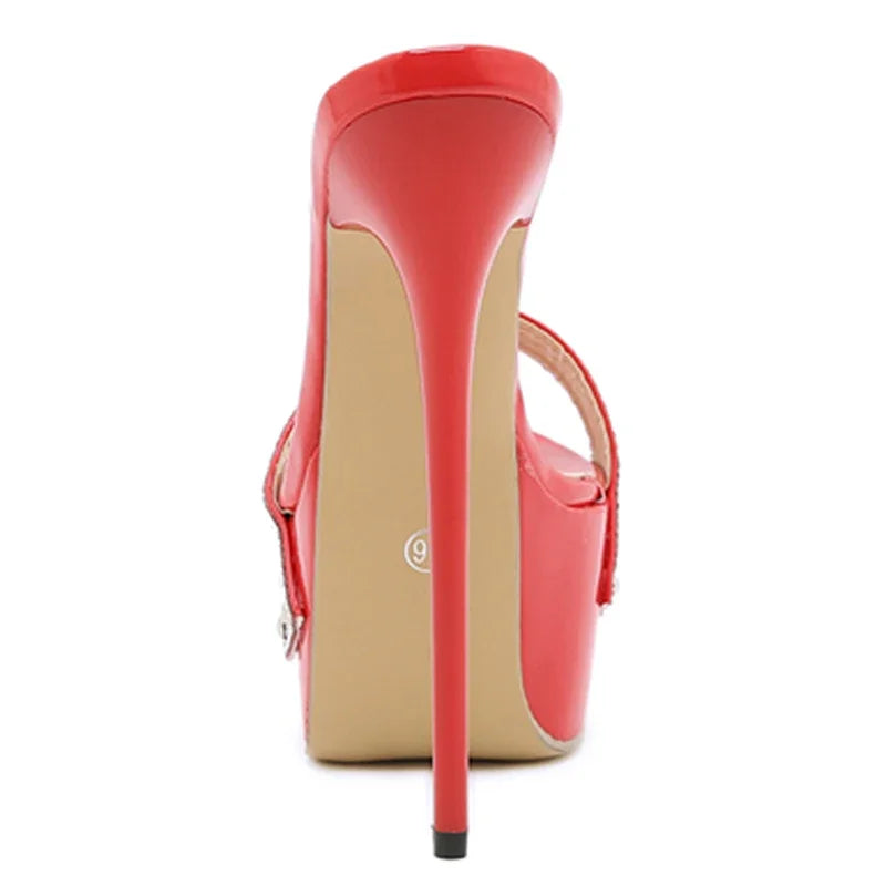 Aneikeh Pantofole con ciabatte ultra alte con piattaforma sexy Bling Scivoli in PU Scarpe da donna di nuova moda per adulti Estate Roma Classici a pois