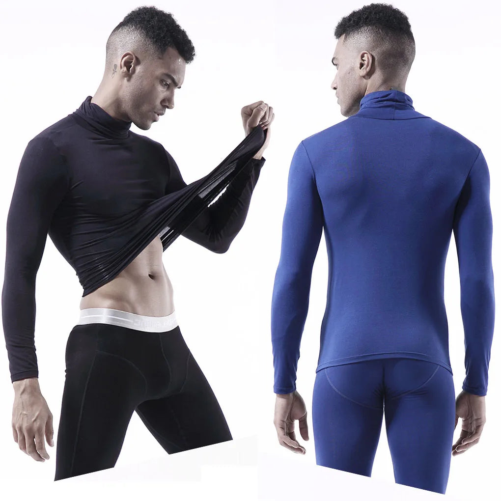 Intimo termico da uomo in dolcevita Risvolto Autunno Sottile Modale Autunno Inverno Camicia base a maniche lunghe maschile Singolo Top slim fit