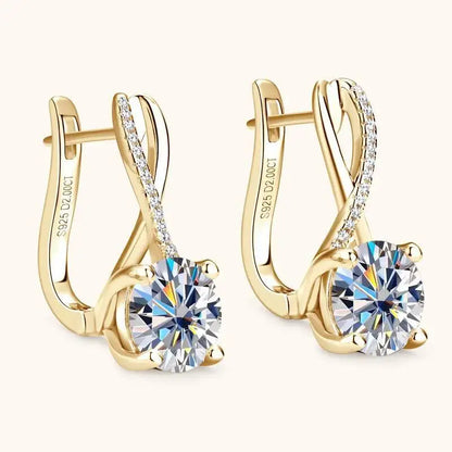 Taoyu D2.0CT Moissanite Drop Hie Orecchini in vero argento da donna Cerchi placcati in oro Orecchino infinito Gioielli da sposa certificati