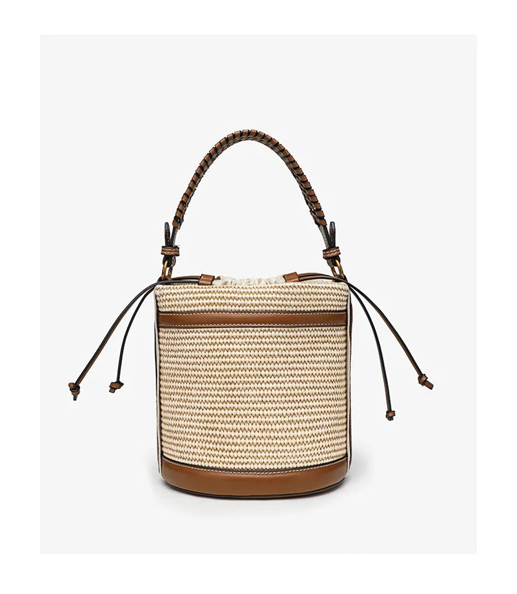 Borsa a secchiello in paglia di moda Borse da donna in tessuto Borse a tracolla con pannelli firmati Borse a tracolla piccole da spiaggia estive casual sac