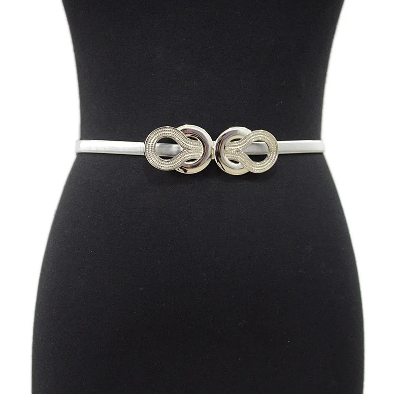 Cinture per donna Abiti in oro argento Cinture elastiche in vita femminile Cinture sottili in metallo per abiti da donna Cinturones Pasek