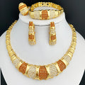 Dubai Schmuckset für Damen, 18K vergoldet, luxuriöse Halskette, Ohrringe, Armband und Ring, Schmuckset für Hochzeitsfeiern, trendig