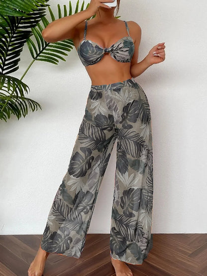 Bikini a 3 Pezzi 2026 Costume da Bagno Stampato Sexy per Donna con Pantaloncini da Spiaggia