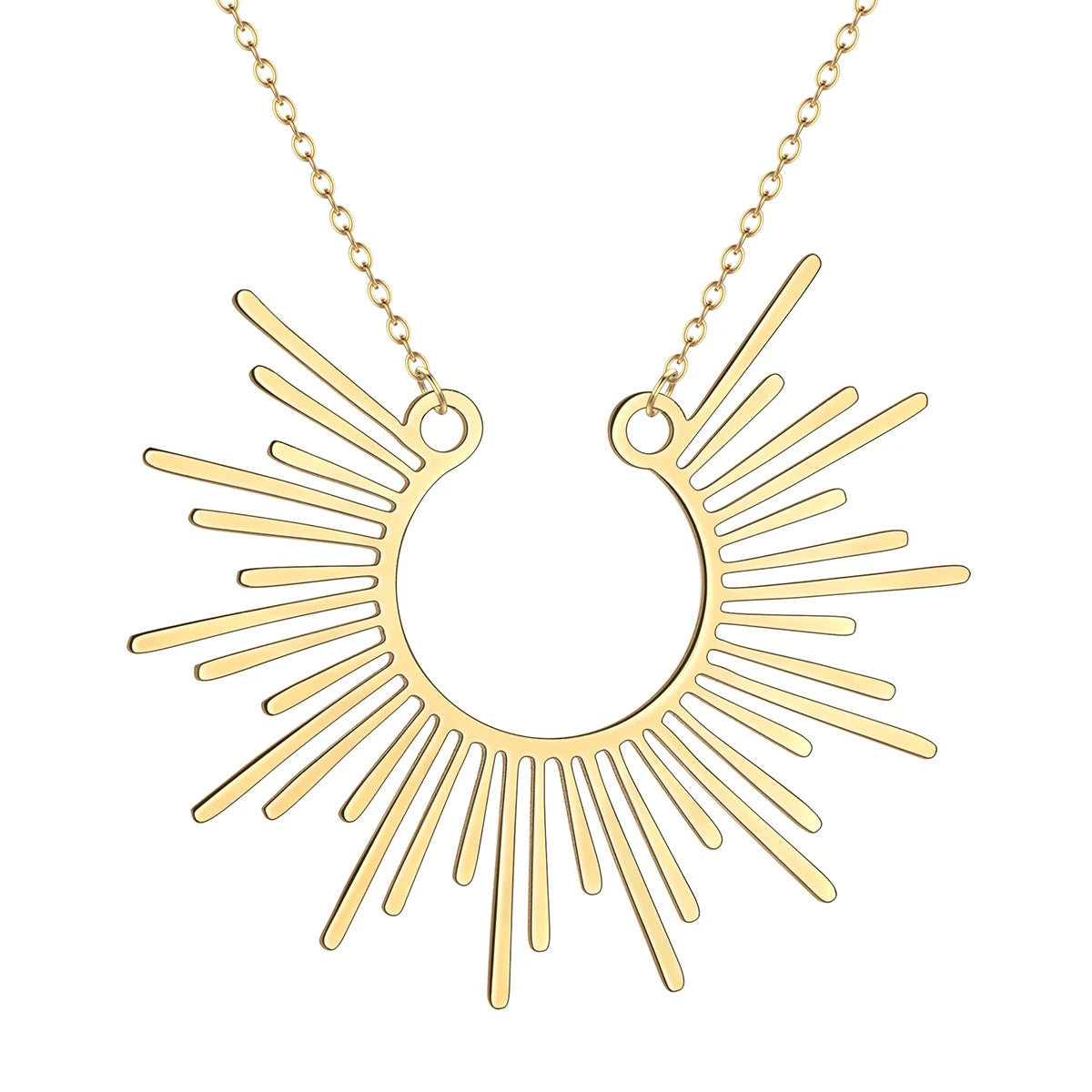 Collier soleil style bohème moderne Bijoux soleil Collier demi-faisceau de soleil pour femmes Collier pendentif soleil Bijoux d'été