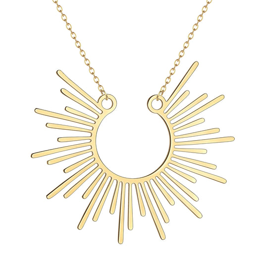 Collier soleil style bohème moderne Bijoux soleil Collier demi-faisceau de soleil pour femmes Collier pendentif soleil Bijoux d'été