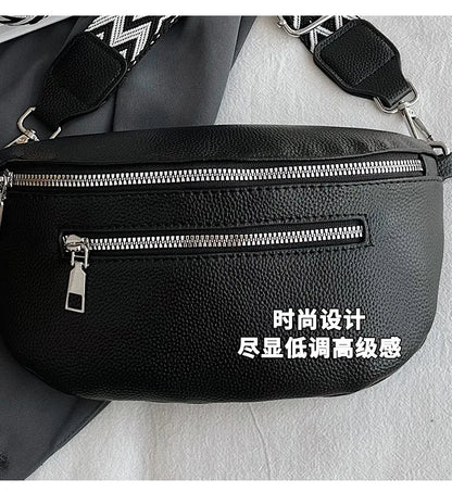 Marsupio da donna Marsupio da strada multitasche Borsa da petto in pelle PU Borsa a tracolla con tracolla larga alla moda Borse a tracolla solide retrò