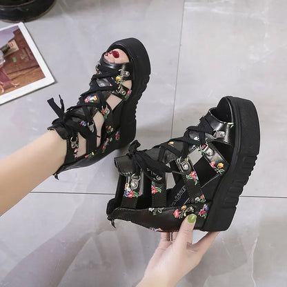 Women Shoes 2025 Summer Sandals 12cm Wedge Platform Open Toe Sandals Woman Rome High Heels Casual Shoes Lady Female Sandalias