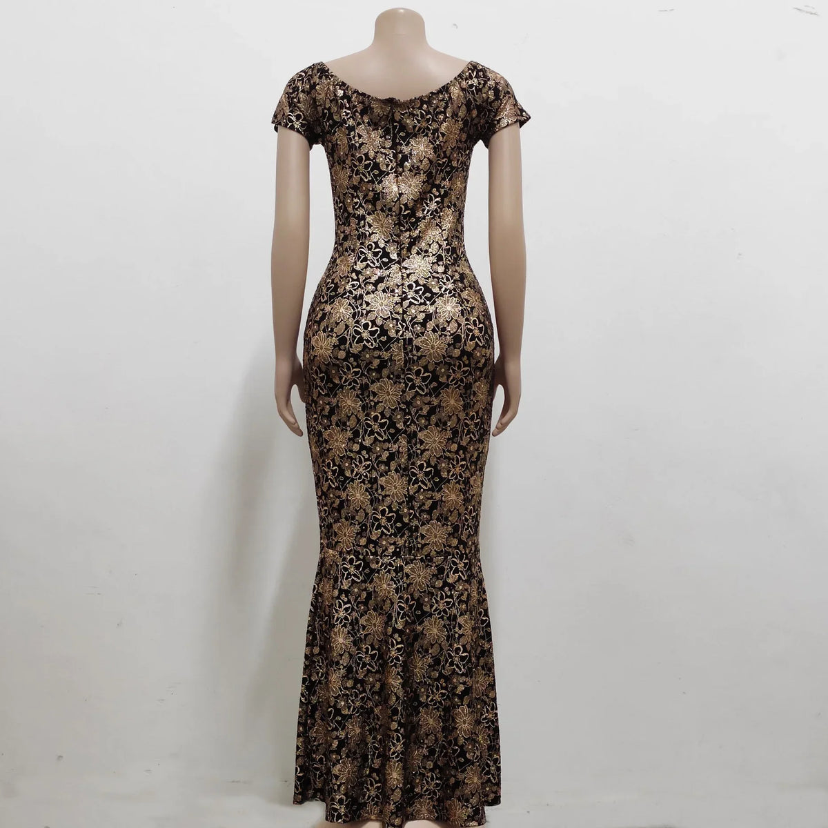 Abito da donna elegante abito da festa a fiori con spalle scoperte manica corta con spacco maxi abiti lunghi da donna