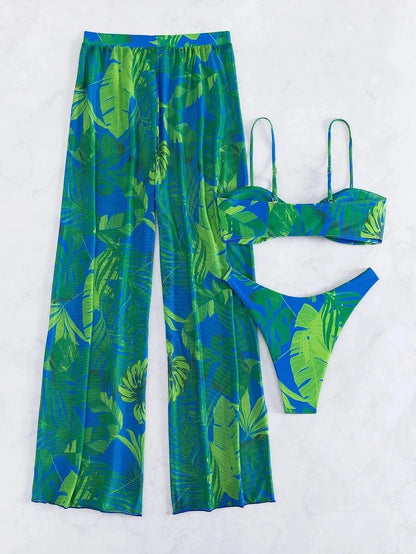 Bikini a 3 Pezzi 2026 Costume da Bagno Stampato Sexy per Donna con Pantaloncini da Spiaggia