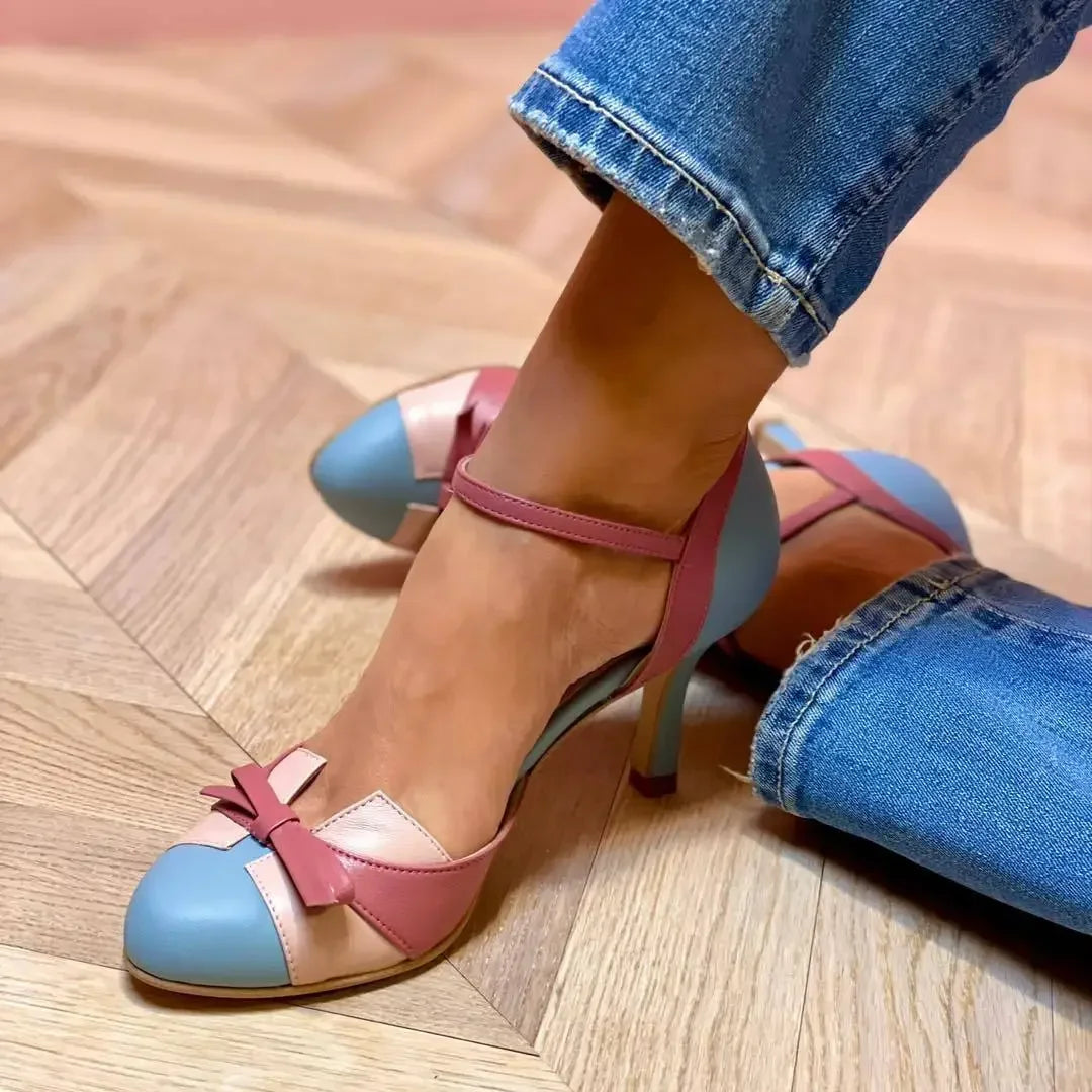 Sandali estivi con tacco alto per donna Sandali cavi con cinturino con fibbia color block moda Scarpe da donna Taglie forti40-43