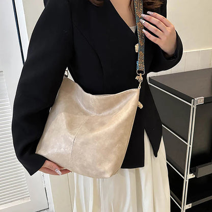 Borsa a tracolla larga con tracolla geometrica Borse a tracolla di grande capacità per donna, borsa da donna retrò in pelle PU per lo shopping e i viaggi
