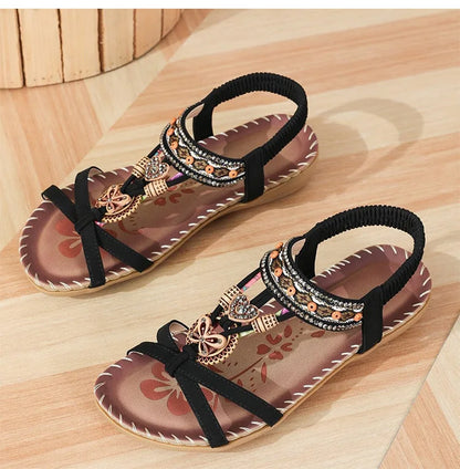 Sandali da donna Sandali estivi stile Boemia Donna Fondo morbido Sandali con tacco basso Scarpe da donna Scarpe antiscivolo Calzature estive