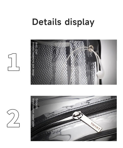 TINYAT Borse da donna in PVC trasparente impermeabile con cinturino in rete leggera Metti per cuffie perse Jack Ombrello per cellulare iPad da 9,7 pollici
