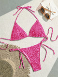 Bedruckter sexy Bikini für Damen, Sommerstil, geteilt, Neckholder, High-End-Mode, Sport-Strand-Wading-Prinzessinnen-Badeanzug