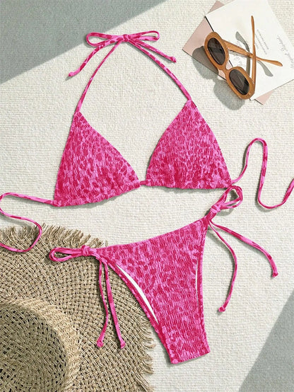 Maillot de bain imprimé bikini sexy femme, style été, col suspendu, mode haut de gamme, sport, plage, princesse, baignade