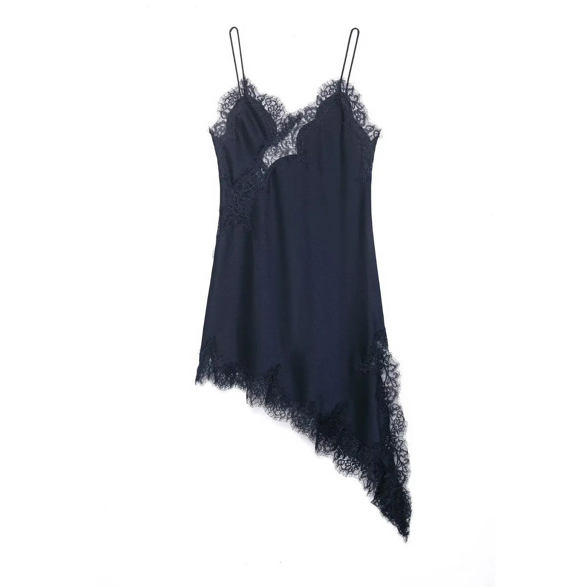 Abito da donna sexy con scollo a V in pizzo, elegante, con collo all'americana e orlo asimmetrico, nuova moda estate 2026, per feste e spiaggia