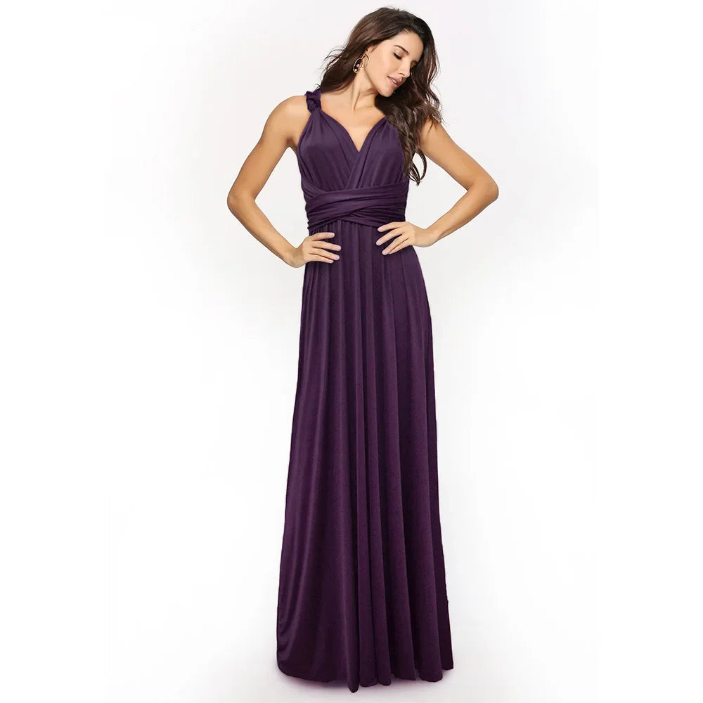 Abito formale da donna elegante da sera lungo con scollo a V profondo abito convertibile multistrato maxi abiti greci abito da festa di nozze