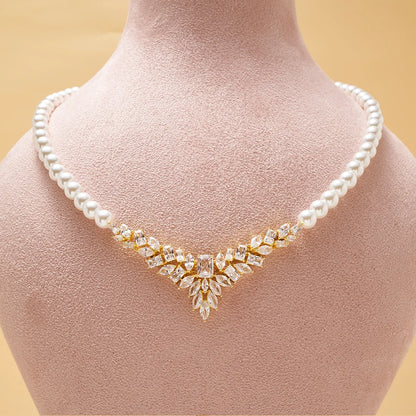 017068 Damen Perlenkette Sets Kubische Zirkonia Schmuck Set Dubai Dinner Anzug Party Verlobung Handgemachter Schmuck Accessoires