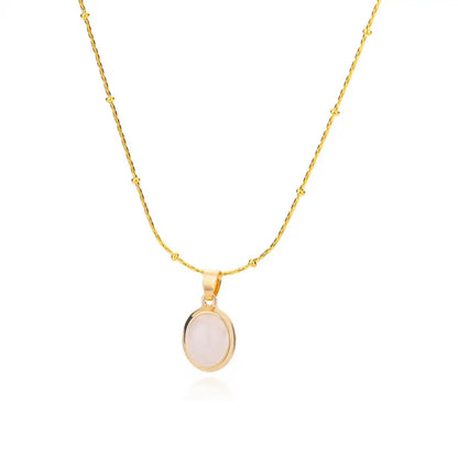 Collana ovale in pietra opale di moda per donna Collana con ciondolo in pietra ovale color oro in acciaio inossidabile Regalo di gioielli estetici per matrimonio